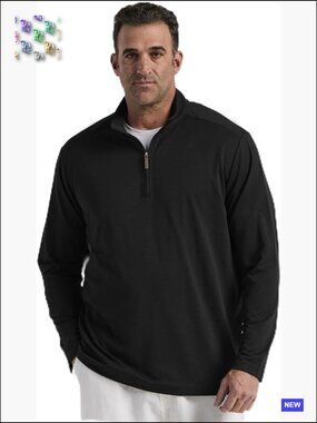 Men's Quarter Zip Long Sleeve Polo Sweater Texture Ottoman Knit Moisture